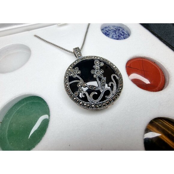 Rare Find Vintage Sterling Silver Pendant Necklace With Interchangeable Gemstone - Picture 2 of 4